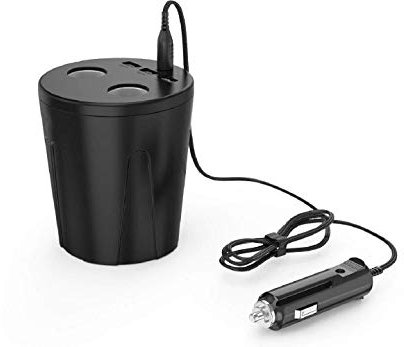 Car Charger - Cupholder Cigarette lighter Power Extender Splitter - 3 USB Multi Port and 2 Cigarette Lighter Charging Sockets - Compatible with Mobile Tablet Sat Nav Dash Cam GPS and more