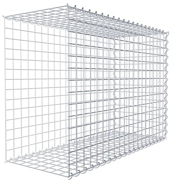 GABIONA Cesta de piedra de gavión rectangular, malla de 5 x 5 cm, profundidad de 40 cm, cesta de cultivo tipo 2, cierre de espiral, galvanizado (100 x 70 x 40 cm)