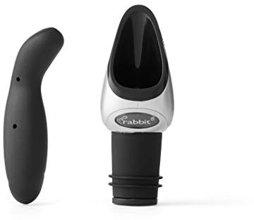 Metrokane Rabbit Wine Pourer with Stopper, Black, W6116N, 1 EA