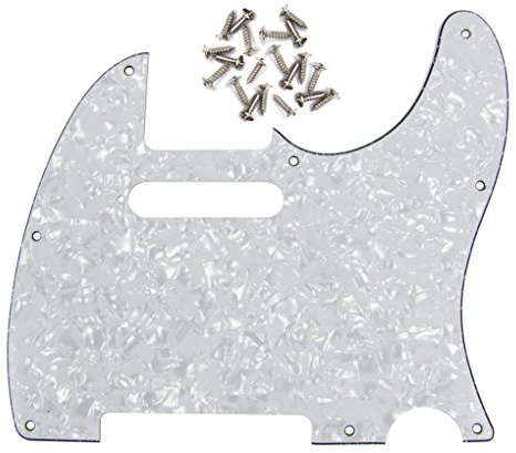 FLEOR 8 Hole TL Pickguard Scratch Plate with Pickguard Screws Set Fit USA/MX Standard TL Style Pickguard Replacement, 4Ply White Pearl