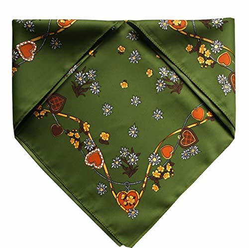 German Wear Halstuch Trachtentuch mit Herzmuster nikituch 53x53cm oliv