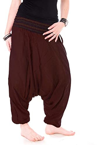Vishes - Haremshose mit gestreiftem oder farbigem Bund - Unisex - Alternative Bekleidung für Damen und Herren