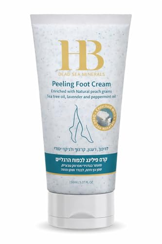 H&B Fotpeelingkräm med Mineraler från Döda Havet – Återfuktande Skrubb för Fötter och Händer med Aprikoskärnor, Aloe Vera, Tea Tree-olja och Lavendel – Vård för Torr och Grov Hud – 200 ml