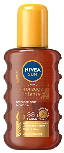 NIVEA SUN Spray solaire au carotène FPS 6 (2 x 200 ml), spray huile solaire à la vitamine E, protection solaire UVA/UVB pour un bronzage intense et durable