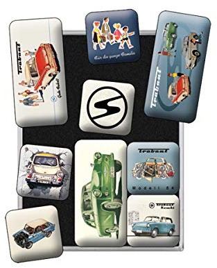 Nostalgic-Art Juego de Imanes Retro, Trabant – Idea de Souvenir y Regalo, Decoración para la Nevera, Diseño Vintage, 9 Unidades