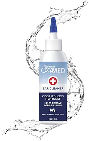 TropiClean OxyMed Medicated Dog Ear Cleaner for Pets - Ear Cleaning Solution & Treatment - Quickly Dissolves Wax, Reduces Odour, Promotes Healthy Ear Hygiene - Ear Cleaner, 118ml