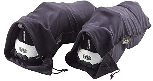 Lewis N. Clark Nylon Drawstring Travel Shoe Bags + Covers for Women & Men, 2 Pair, Charcoal/Black, 1 Pack