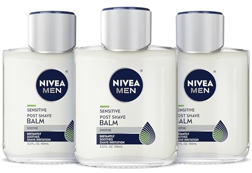 NIVEA MEN Sensitive Post Shave Balm, with VitaminPro Complex, Alcohol Free After Shave Balm for Men, 3.3 Fl Oz Bottle, Pack of 3