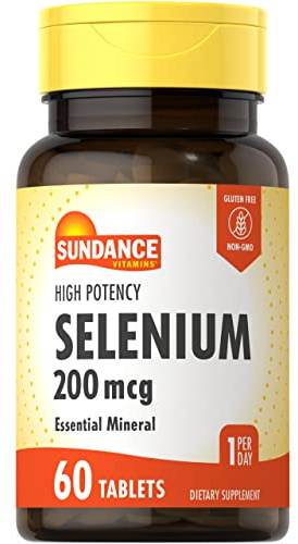 Sundance Selenium 200mcg | 60 Tablets | High Potency Formula | Vegetarian, Non-GMO, and Gluten Free Essential Mineral Supplement