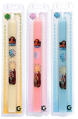 Holyart Vela en Estuche para Bautismo, Altura: 27 cm|Diámetro: 2 cmMarfil