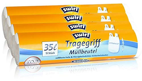 4x Swirl Tragegriff Müllbeutel 35L (15 stk./Rolle)
