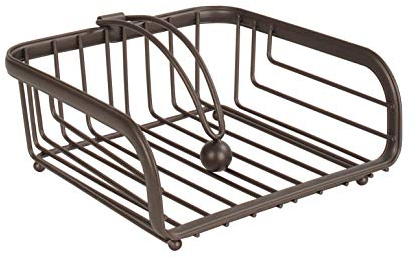 Spectrum Diversified Ashley Weighted Napkin Holder Servilletero Plano con Brazo Pesado, dispensador de servilletas, Acero Resistente, decoración de Cocina y Comedor, aleado, marrón