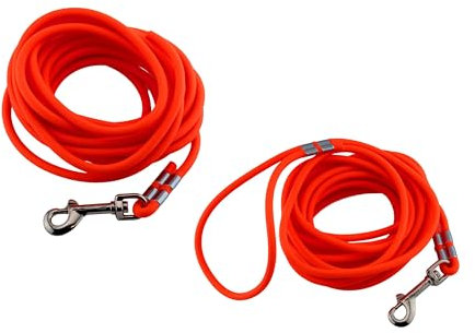 LENNIE Wasserfeste Schleppleine für kleine Hunde, Made in Germany, Easycare rund, 5m 10m 15m Hundeleine ohne Handschlaufe, Neon-Orange [Ø 6mm (bis 15kg), 10m]