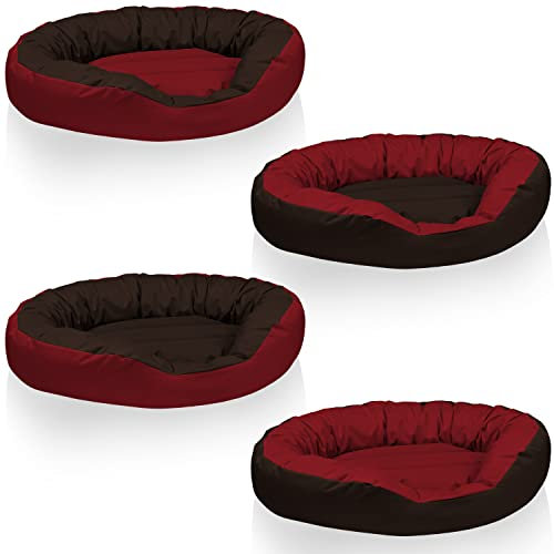 BedDog® Hundebett Sunny 4in1, großes Hundekörbchen aus Cordura, waschbares Hundebett mit Rand, Hundekissen oval-rund, für drinnen und draußen, XL, Sultan, rot-braun