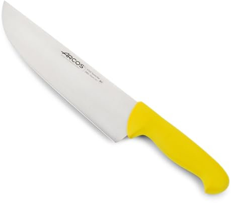 Arcos Serie 2900 - Coltello Scannare Coltello Macellaio Coltello Bistecca - Lama Acciaio Inossidabile Nitrum 250 mm - Manico Polipropilene Colore Giallo