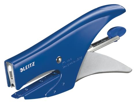 Leitz WOW, Cucitrice a pinza capacità fino a 15 fogli, Cucitrice in metallo ergonomica, Caricamento posteriore, Compatibile con punti P1 n.8, Blu, 55472023