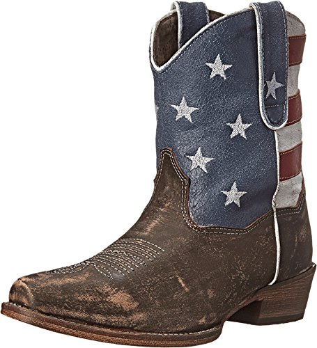 ROPER Womens American Beauty Distressed Round Toe Western Cowboy Boots Ankle Low Heel 1-2 - Brown - Size 10 B