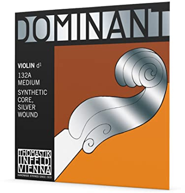 Thomastik-Infeld Dominant violinsträng D 4/4 – lös sträng (132A), syntetisk kärna, silverspunnen, medium spänning