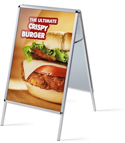 net-xpress® A0 XXL Kundenstopper OUTDOOR wetterfest außen | EXTRA-Groß | verzinkte Metallrückwand, 32mm Profile | Werbeaufsteller Gehwegaufsteller Plakatständer Kundenstopper A0 wetterfest