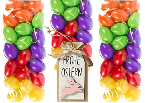 hegro-grosshandel Set Bundle mit 120 Kunststoff Ostereiern 6cm und Dekoration (kräftig)