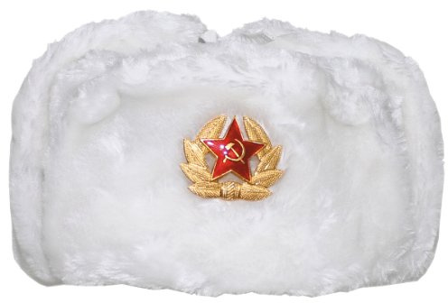 MFH Ruso Invierno Ruso Gorra Blanco con Placa tamaño M