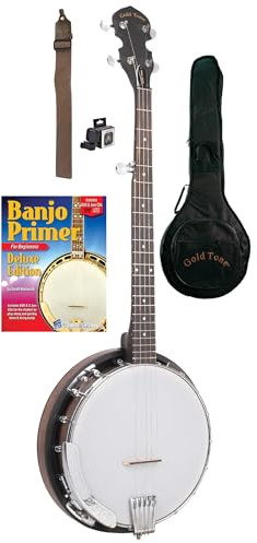 Gold Tone CC-BG: Cripple Creek Banjo Bluegrass Starter Pack: Includes Gig Bag, Banjo Primer Instructional Videos, Strap, Clip-On Tuner