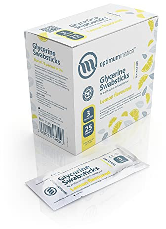 Optimum Medical Cotton Fioc in Glicerina per Raccolta di Campioni – limone o ribes nero, Sapore piacevole e Sugar Free (Limone - Scatola da 75)