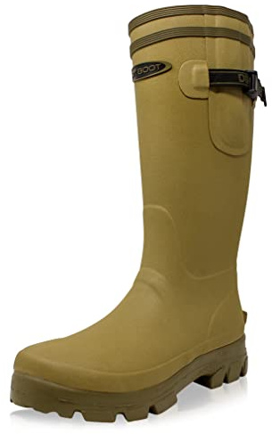 Dirt Boots Men`s Neoprene lined Adjustable Wellington Muck Field Boots® Closed Gusset Wellies… (9 UK, Khaki, numeric_9)