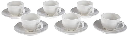 Tognana Victoria Lot de 6 Tasses à café avec Soucoupe, en Porcelaine Blanche, 14 x 14 x 6 cm