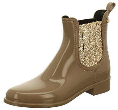Lemon Jelly DAMEN CHELSEA - GUMMISTIEFEL Größe 41 Taupe/Gold Glitter
