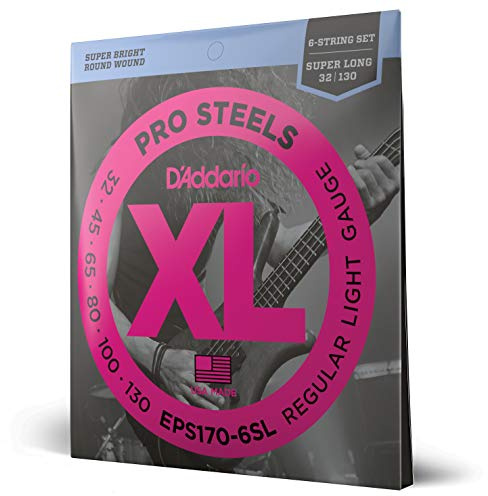 D'Addario Bass Strings Pro Steels 30-130 30-45-65-80-100-130, EPS1706SL - Set di corde per basso a 6 corde