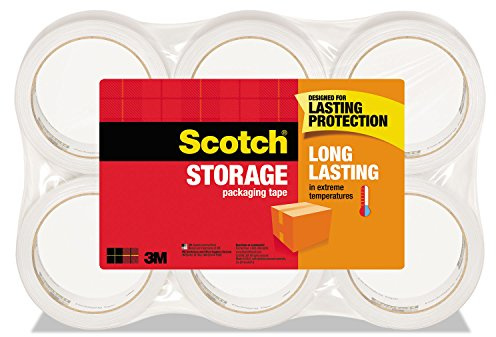 Scotch Long Lasting Storage Packing Tape Rolls, Clear, Storage Tape Withstands Extreme Temperatures, 1.88 in x 54.6 yd, 6 Refill Rolls