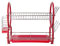 SQ Professional Dish Drainer | 2 Tier Aluminium dish drying rack | Dish Drainer with Detachable Plastic drip tray |Utensil and Cup Holder |Dish rack for Kitchen Countertop (Red)