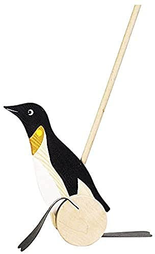 goki WP005 Schiebetier „Pinguin“ aus Holz, 53 cm – Laufspielzeug für Kleinkinder zur Förderung von Mobilität und Balance