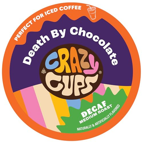 Crazy Cups Decaf Flavored Hot or Iced Coffee, for the Keurig K Cups 2.0 Brewers, Death By Chocolate, 22 Count