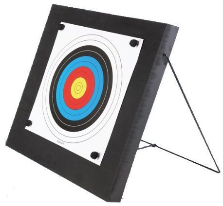 Stronghold Schaumscheibe Junior - 60x60x4,5 cm - bis 20 lbs - Set inkl. Ständer, Scheibennägel und Auflage; Zielscheibe, Bogenschießen, Kinderscheibe, leicht und sicher