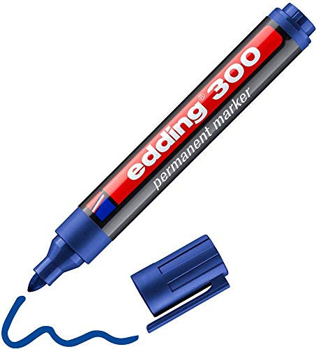 edding 300 pennarelli permanenti – blu – 1 penna – punta rotonda 1,5 – 3 mm – impermeabile, ad asciugatura rapida – per cartone, plastica, vetro, legno, metallo, vetro