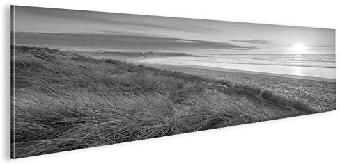 islandburner Imagen sobre lienzo panorámica de dunas en blanco y negro del Mar del Norte, Panorama XXL Póster, lienzo decorativo para salón, marca islandburner