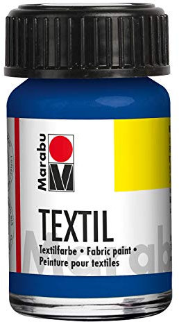 Marabu 17160005052 - Textil Stoffmalfarbe mittelblau 50 ml, Stoffdruckfarbe auf Wasserbasis, für helle Stoffe, waschbeständig bis 60°C, weicher Griff, einfache Fixierung durch Bügeln o. Backofen