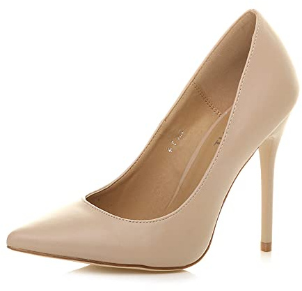 AJVANI Womens Ladies high Heel Pointed Contrast Court smart Party Work Shoes Pumps Size