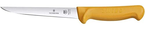 Victorinox Küchenmesser Swibo Ausbein und Stechmesser Normaler Schliff, Swiss Made, 18 cm Klingenlänge, orange