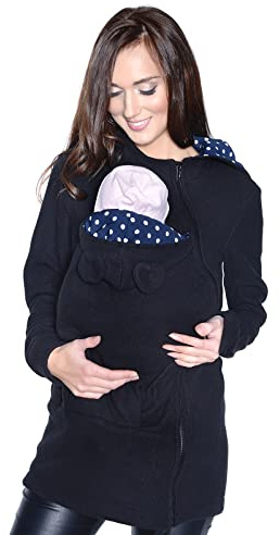 Mija Arts 3073A - Giacca in pile da usare con fascia porta bebè. nero nero 42
