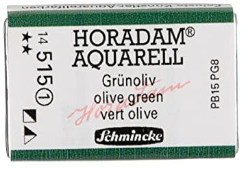 Schmincke – HORADAM® AQUARELL - feinste Künstler-Aquarellfarben, 515 Grünoliv, 14 515 043, 1/1 Näpfchen
