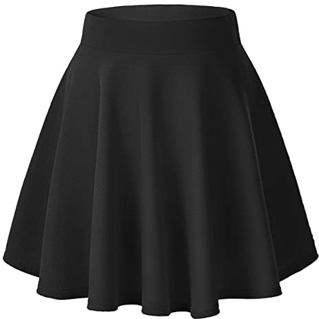 Urban CoCo Women's Basic Versatile Stretchy Flared Casual Mini Skater Skirt ((Small, Black)