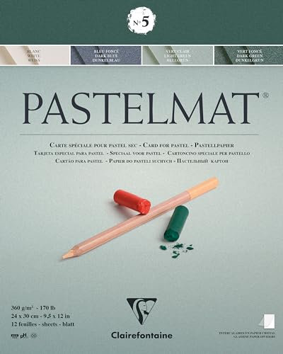 Clairefontaine 96114C Zeichenblock Pastelmat (12 Blatt, 24 x 30 cm, 360 g, mit 4 transparenten Trennblättern