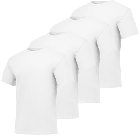 Hanes Mens Essentials Pack, Crewneck Cotton T-shirts For Men, 4 Or 6 Available Fashion-t-shirts, White - 4 Pack, 3X-Large US