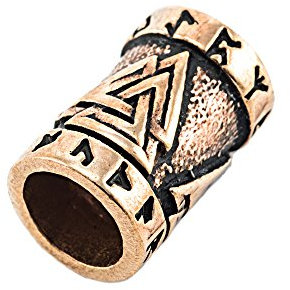 NKlaus Haarschmuck Bartperle Valknut Wotans Knoten Bronze Dreadlock 6996