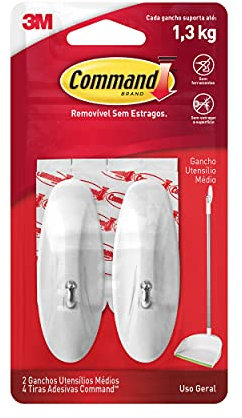 Command 17068 Medium Wire Hooks with Strips (Pack of 2, 2 Hooks and 4 Medium Adhesive Strips Each), White