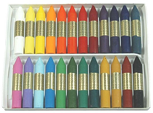 Manley REF124 – Scatola da 24 colori a cera in bastoncini, ideali per la scuola, colori assortiti, 1 unità