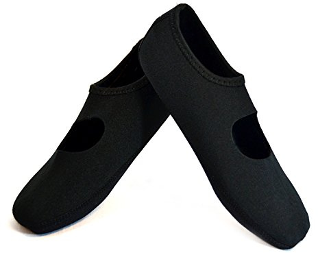 Nufoot Women's Mary Janes Best Foldable & Flexible Flats, Travel & Exercise, Dance, Yoga Socks, Indoor Shoes, Slippers Black X-Large